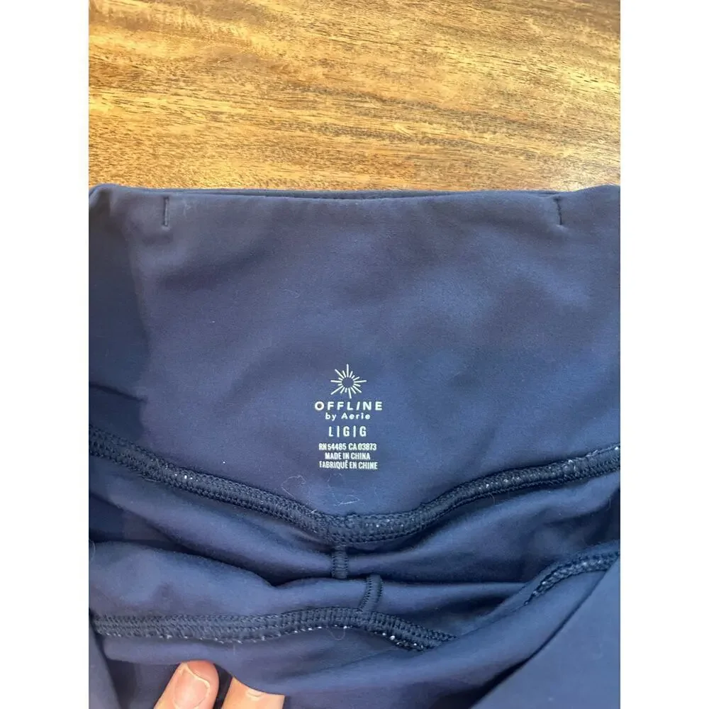 Aerie Women's Blue & Black Zebra Print Lined Elastic Waist Running Shorts Size L